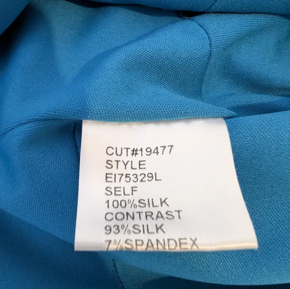 💘 Tadashi Collection Teal Chiffon Gown  V-Neck Tiered Formal Dress - Picture 5 of 5